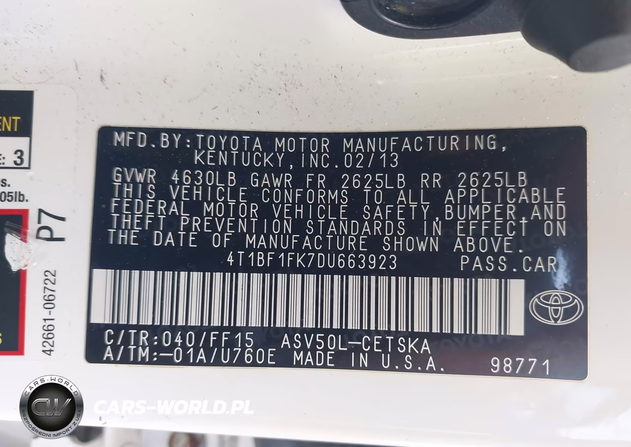 2013 Toyota Camry Se VIN:4T1BF1FK7DU663923 - 9