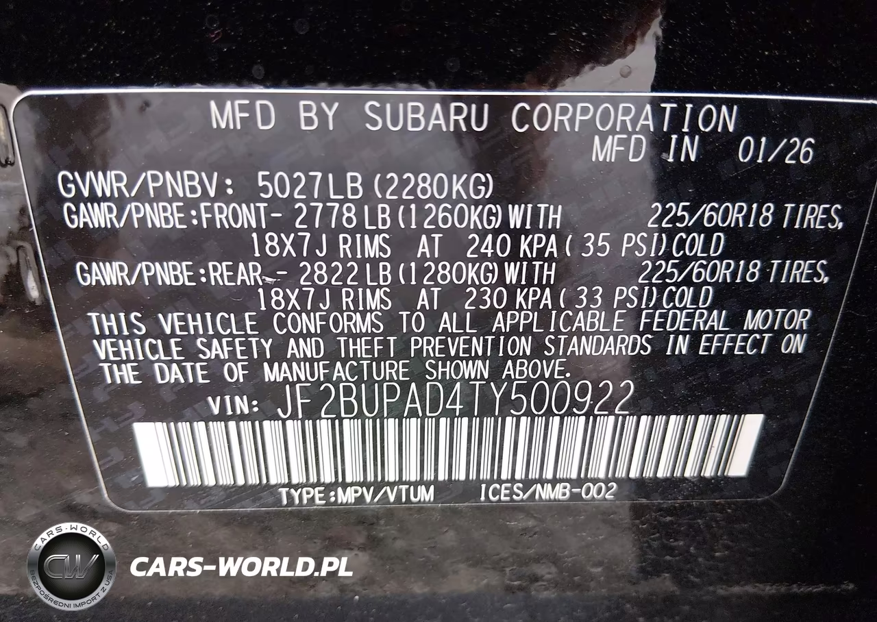 2026 Subaru Outback Premium VIN:JF2BUPAD4TY500922 - 9