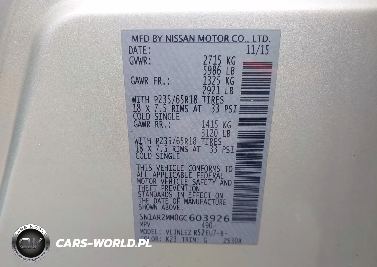 2016 Nissan Pathfinder Platinum-S-Sl-Sv VIN:5N1AR2MM0GC603926 - 9