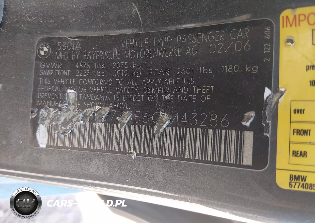 2006 BMW 530I VIN:WBANE73556CM43286 - 9