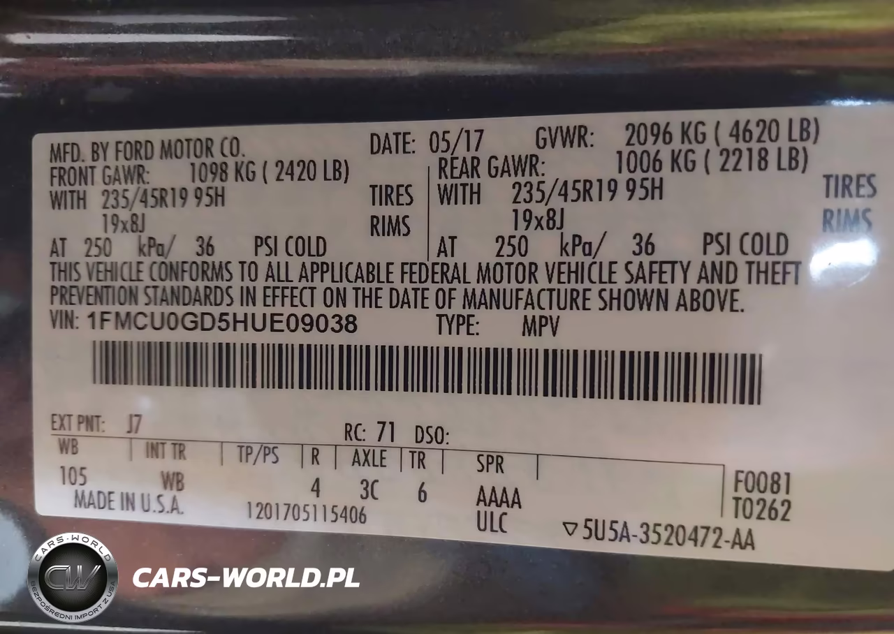 2017 Ford Escape Se VIN:1FMCU0GD5HUE09038 - 9