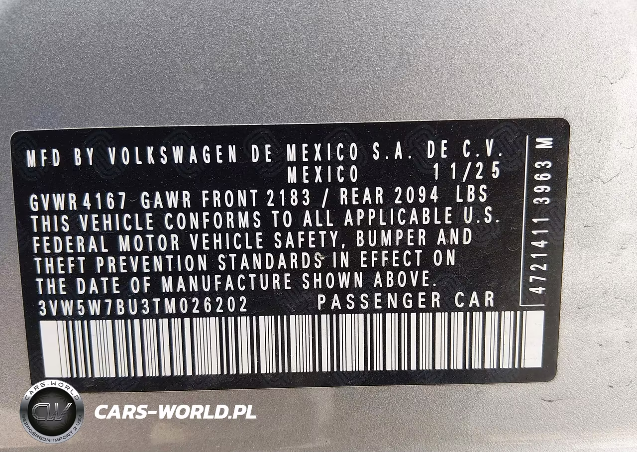 2026 Volkswagen Jetta S VIN:3VW5W7BU3TM026202 - 9