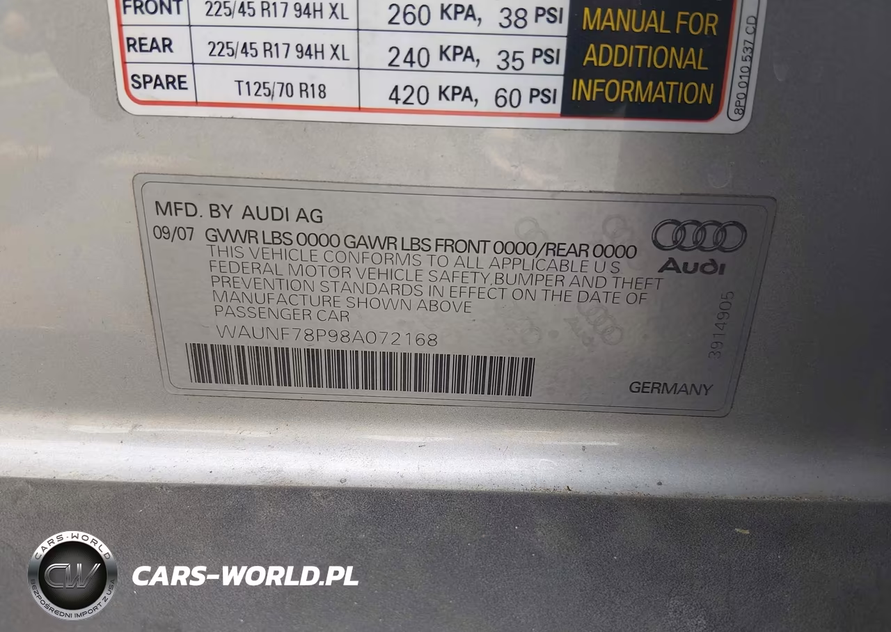 2008 Audi A3 2.0T VIN:WAUNF78P98A072168 - 9
