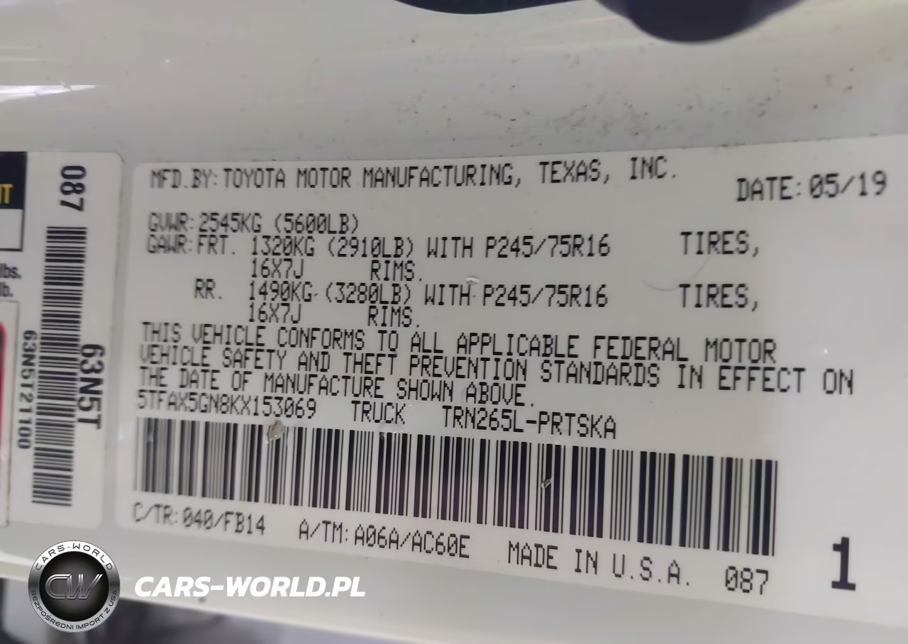 2019 Toyota Tacoma Sr VIN:5TFAX5GN8KX153069 - 9