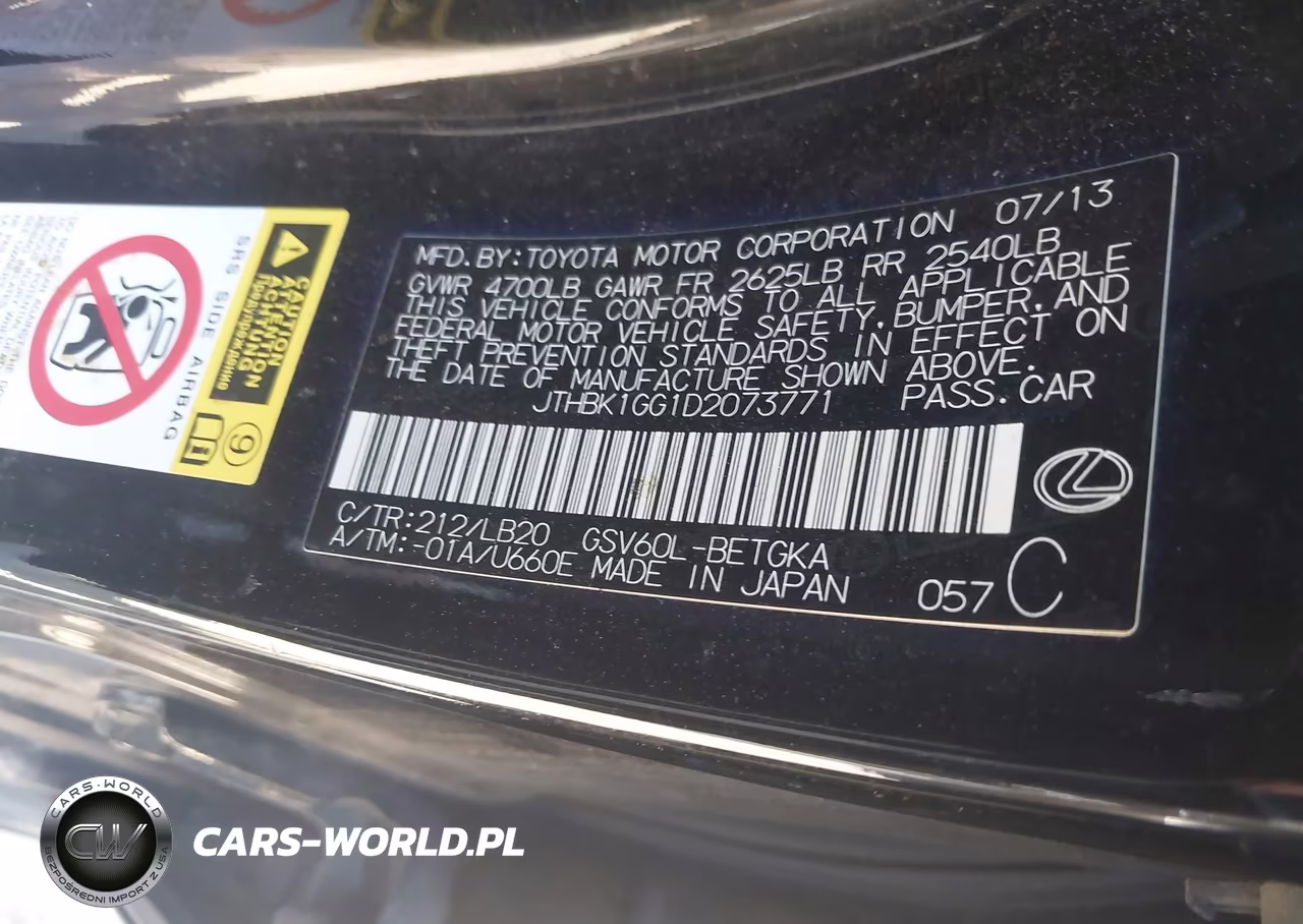 2013 Lexus Es 350 VIN:JTHBK1GG1D2073771 - 9