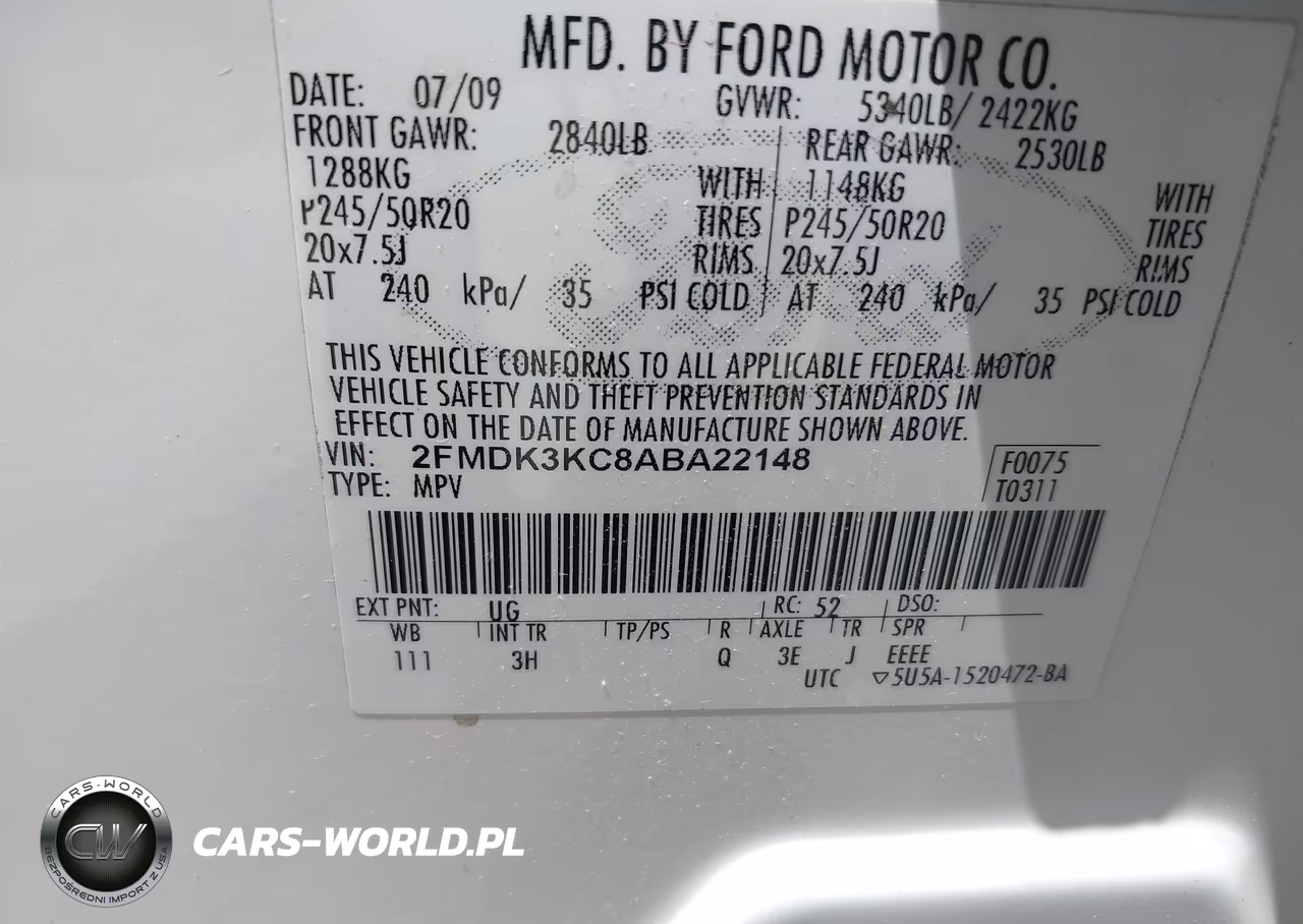 2010 Ford Edge Limited VIN:2FMDK3KC8ABA22148 - 9