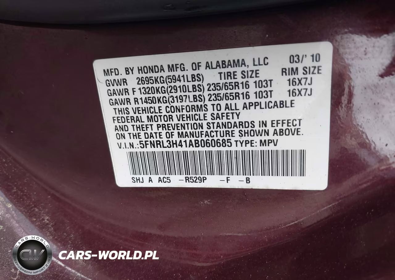 2010 Honda Odyssey Ex VIN:5FNRL3H41AB060685 - 9