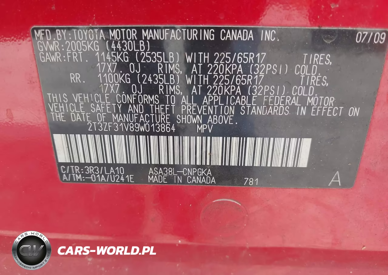 2009 Toyota Rav4 Limited VIN:2T3ZF31V89W013864 - 9