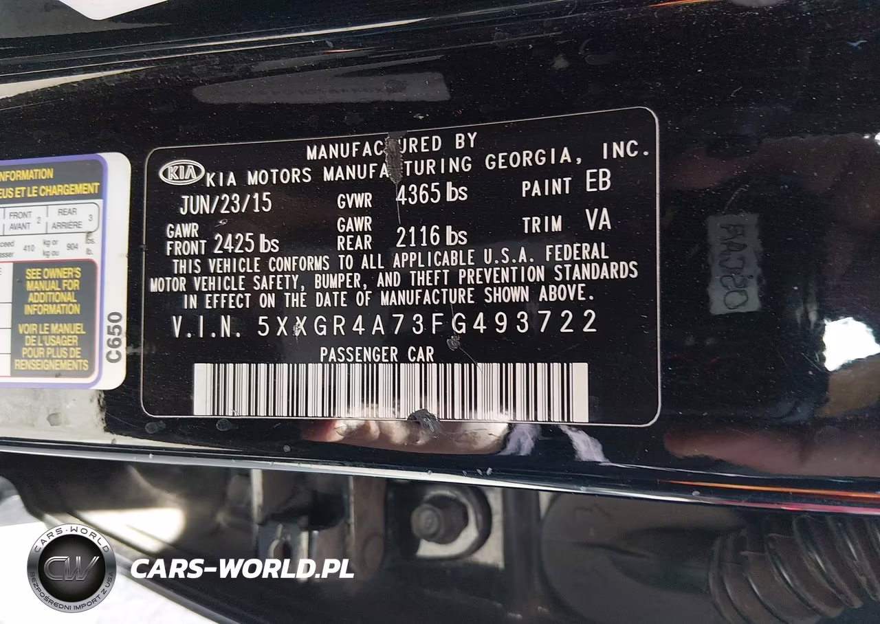 2015 Kia Optima Sx VIN:5XXGR4A73FG493722 - 9
