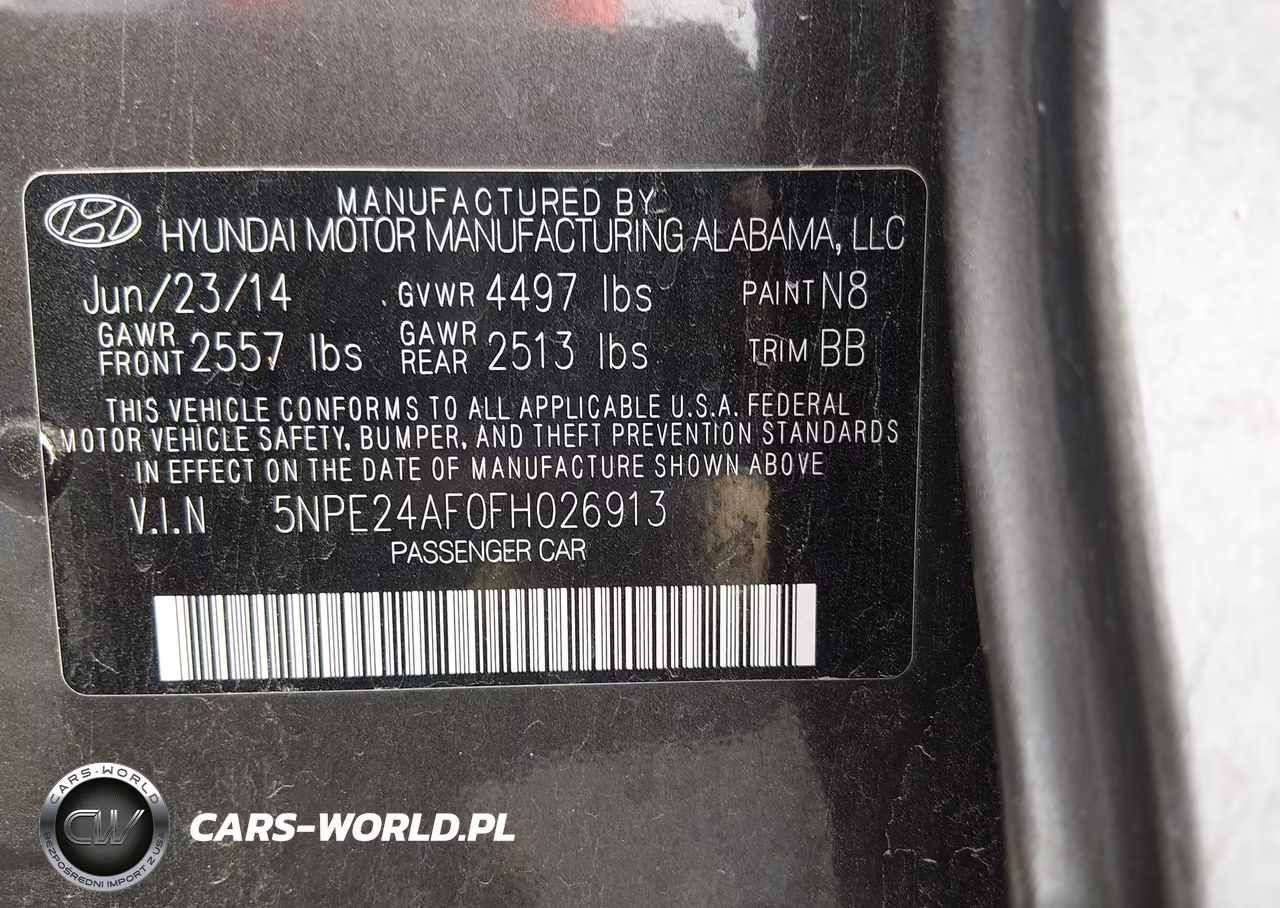 2015 Hyundai Sonata Se VIN:5NPE24AF0FH026913 - 9