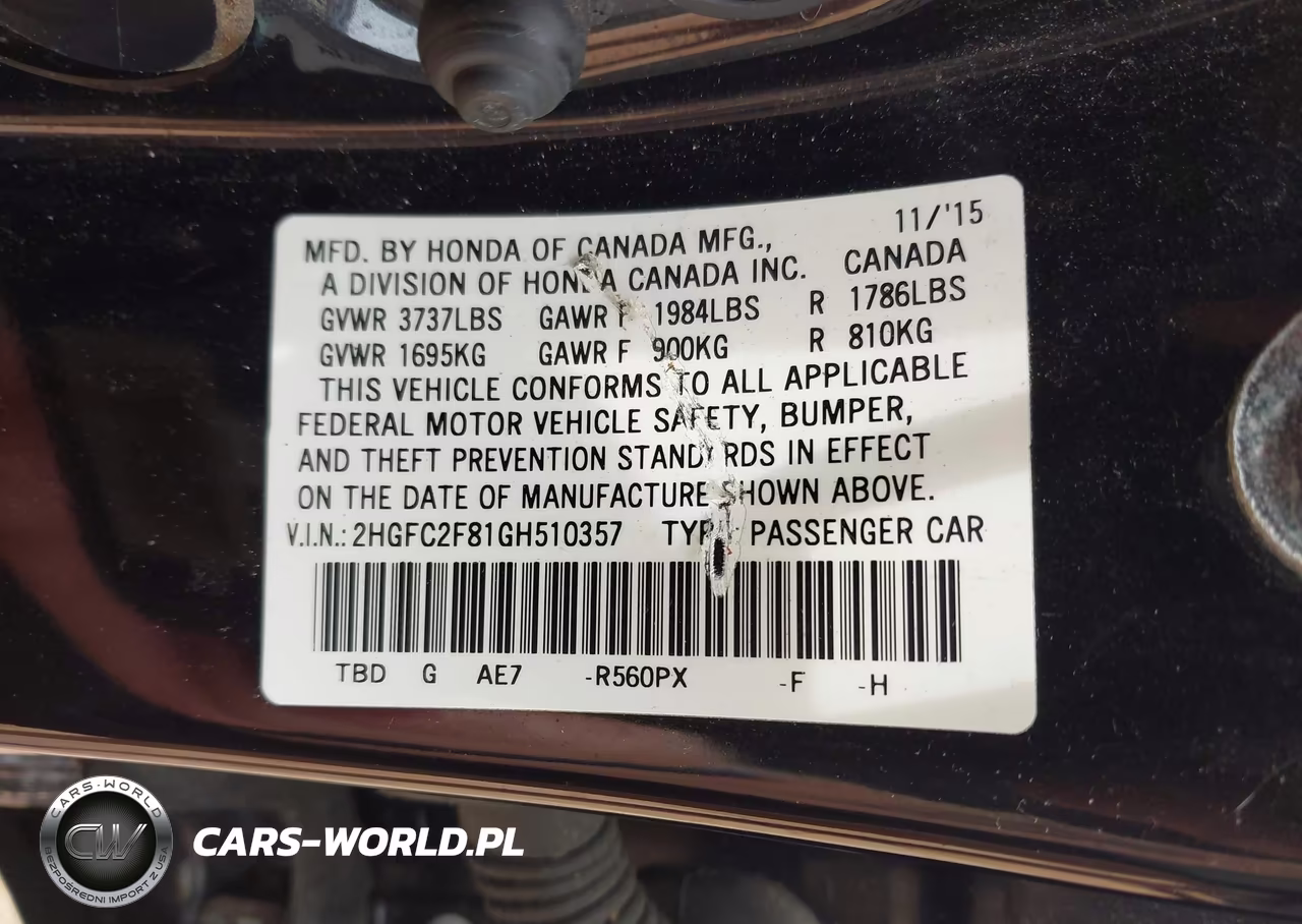 2016 Honda Civic Ex VIN:2HGFC2F81GH510357 - 9