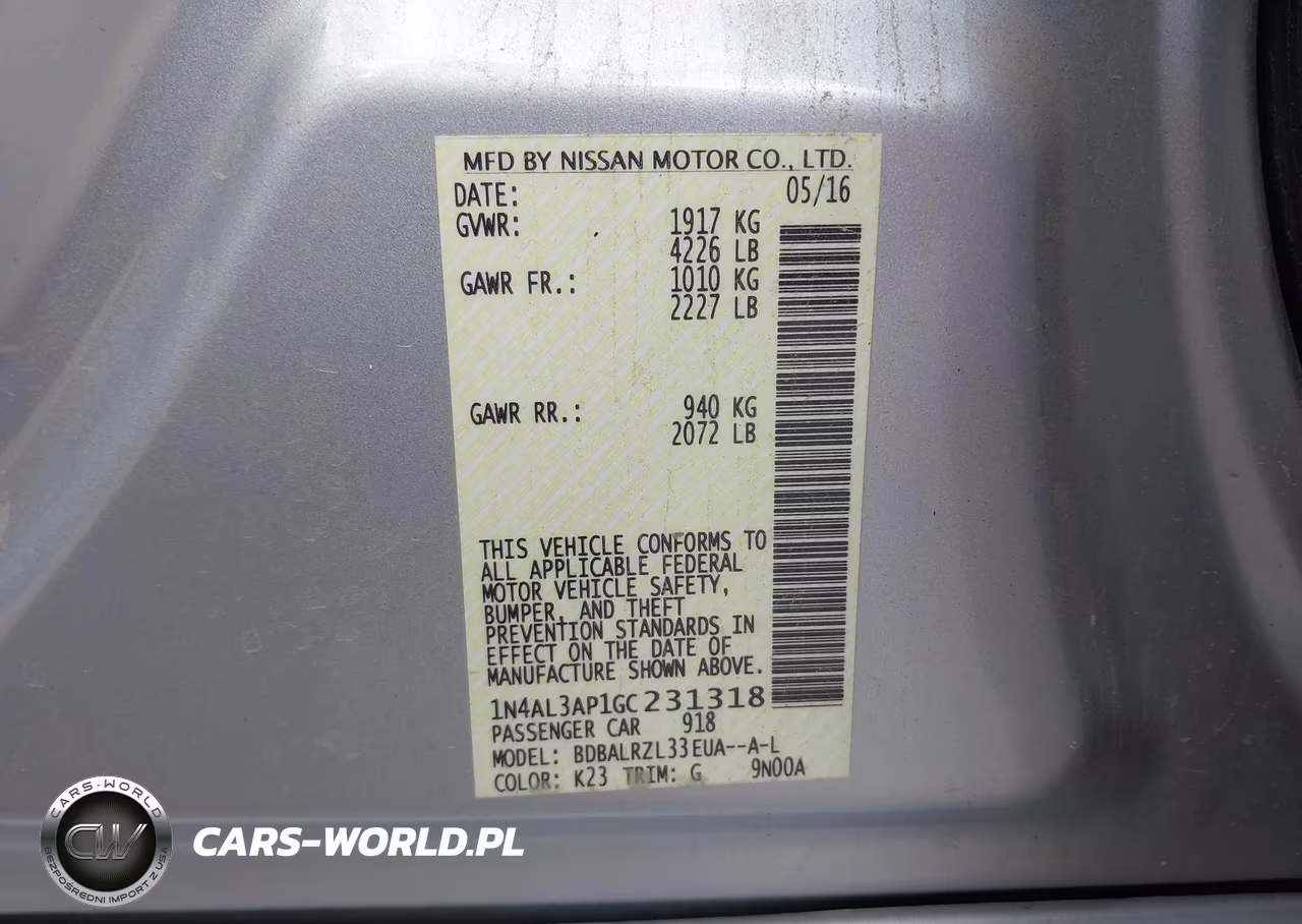 2016 Nissan Altima 2.5 Sl VIN:1N4AL3AP1GC231318 - 9