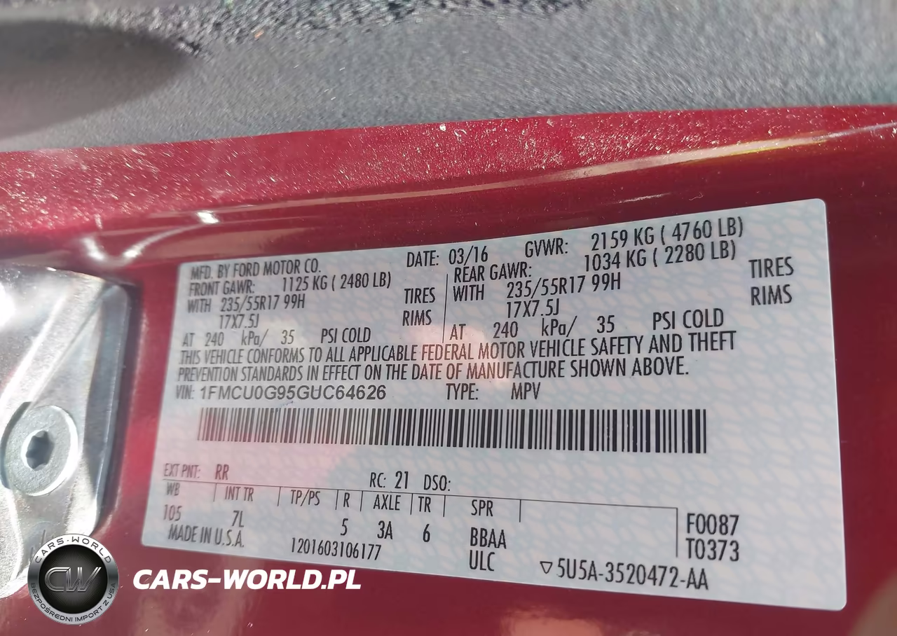 2016 Ford Escape Se VIN:1FMCU0G95GUC64626 - 9