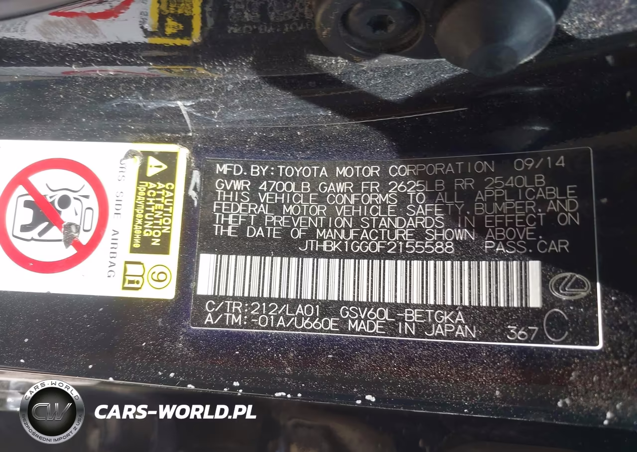 2015 Lexus Es 350 VIN:JTHBK1GG0F2155588 - 9