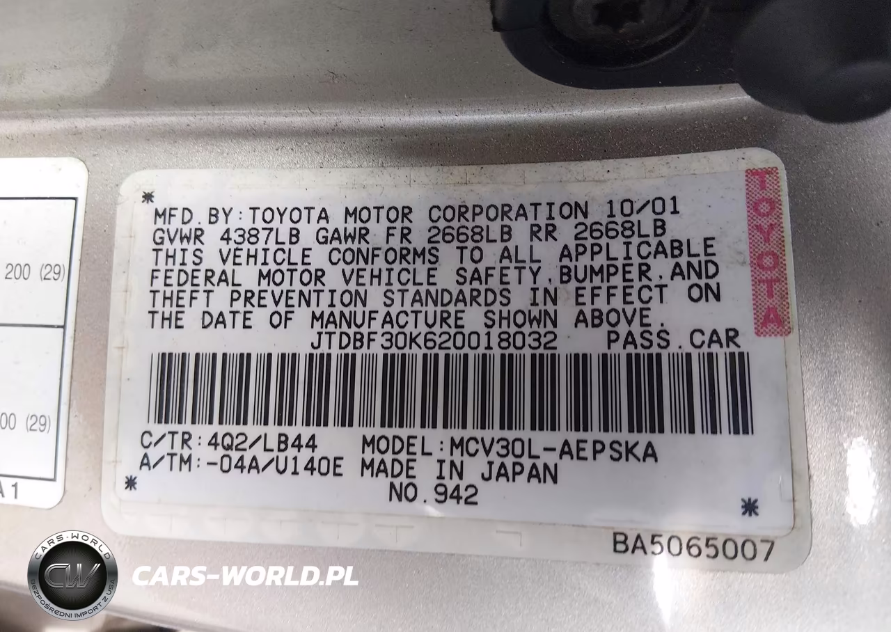 2002 Toyota Camry Se VIN:JTDBF30K620018032 - 9
