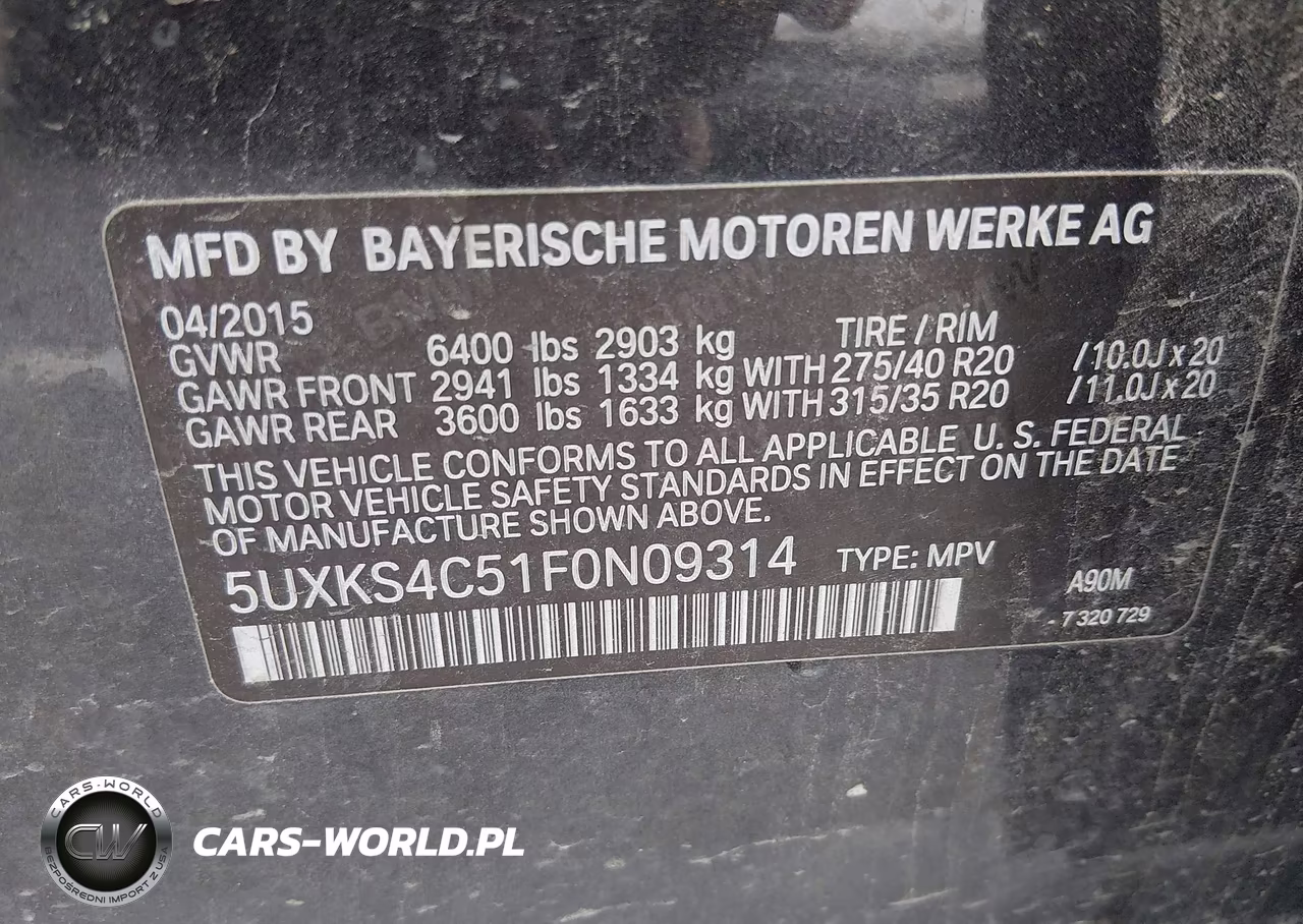 2015 BMW X5 xDrive35D VIN:5UXKS4C51F0N09314 - 9