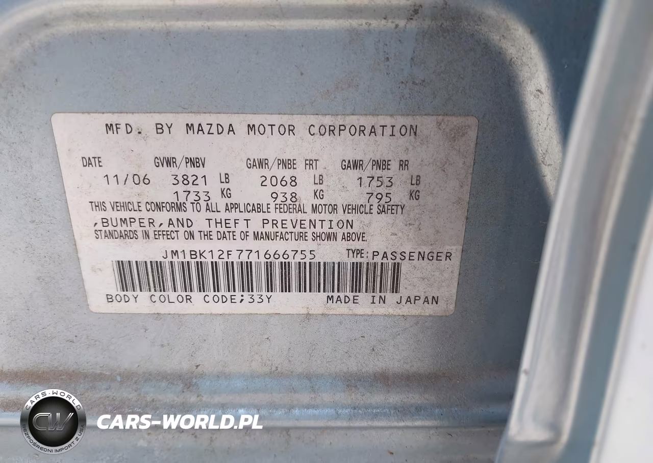 2007 Mazda Mazda3 I VIN:JM1BK12F771666755 - 9