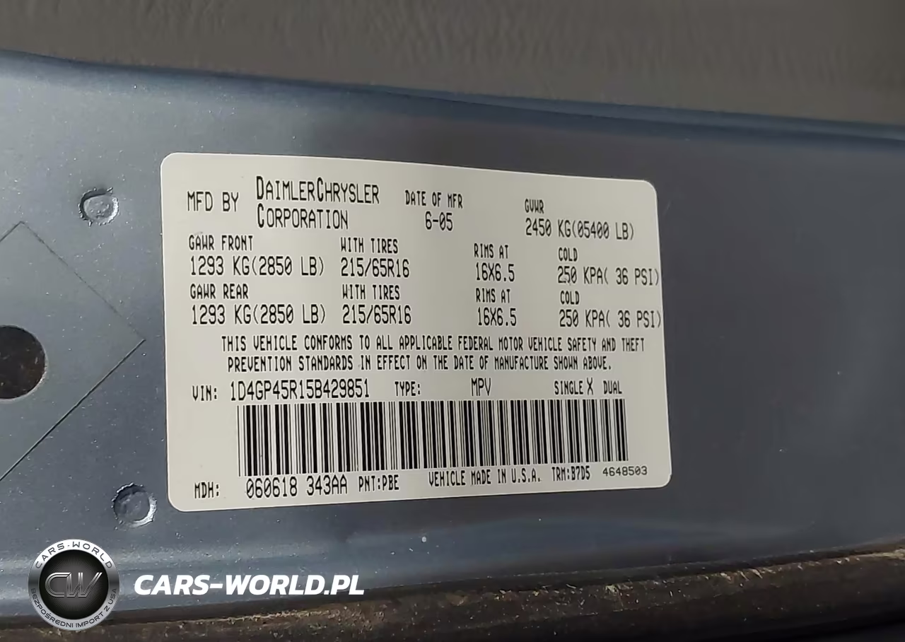 2005 Dodge Caravan Sxt VIN:1D4GP45R15B429851 - 9