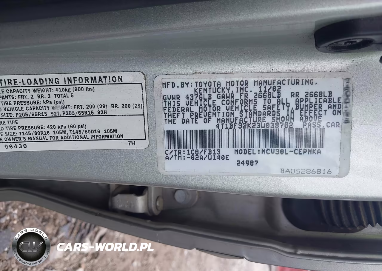 2003 Toyota Camry Le V6 VIN:4T1BF32K23U038782 - 9
