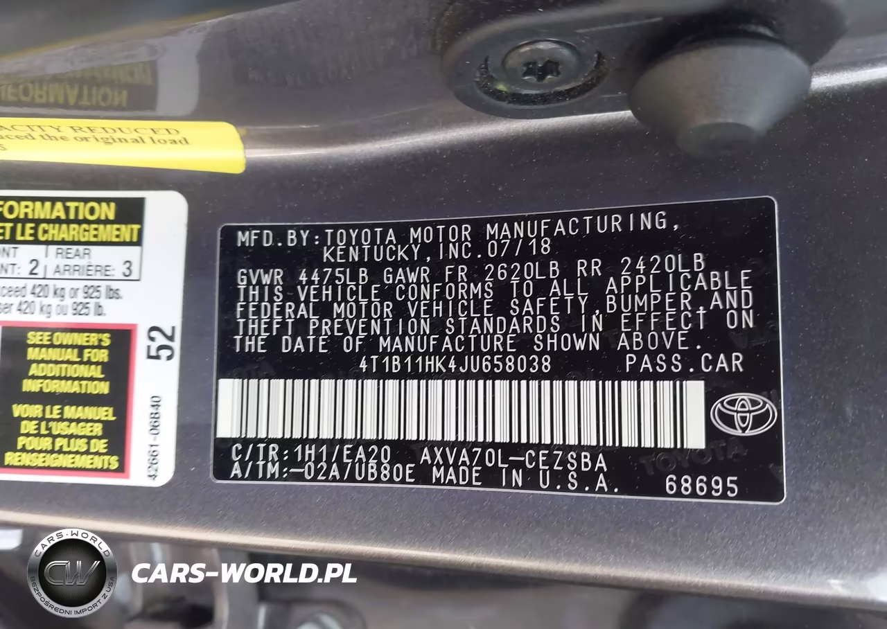 2018 Toyota Camry Se VIN:4T1B11HK4JU658038 - 9