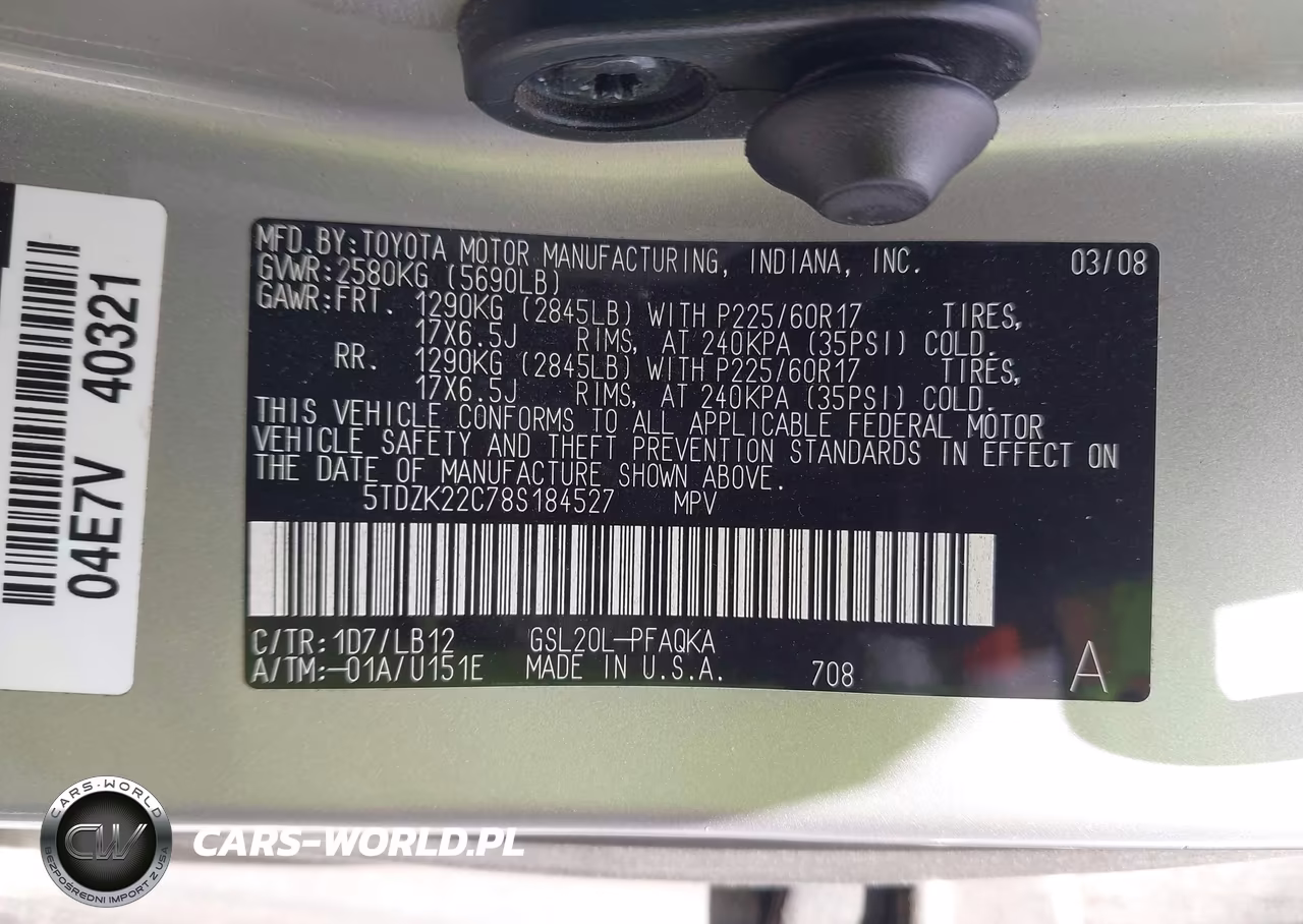 2008 Toyota Sienna Xle VIN:5TDZK22C78S184527 - 9