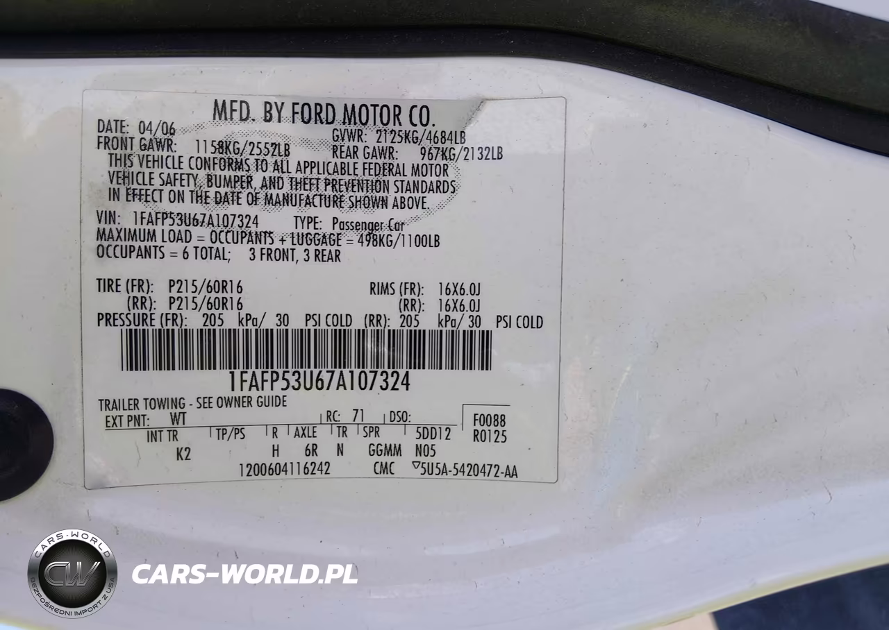 2007 Ford Taurus Se VIN:1FAFP53U67A107324 - 9
