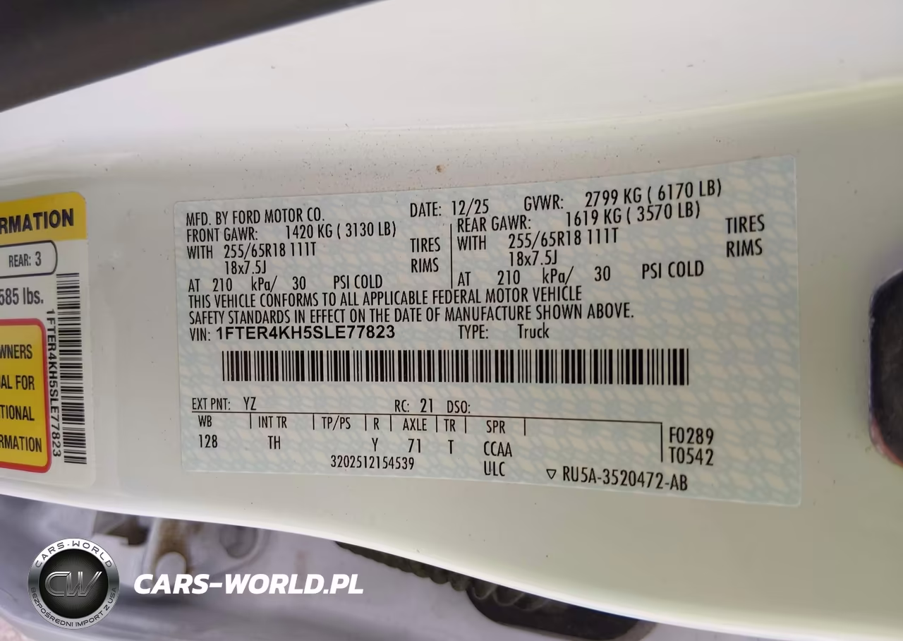 2025 Ford Ranger Lariat VIN:1FTER4KH5SLE77823 - 9