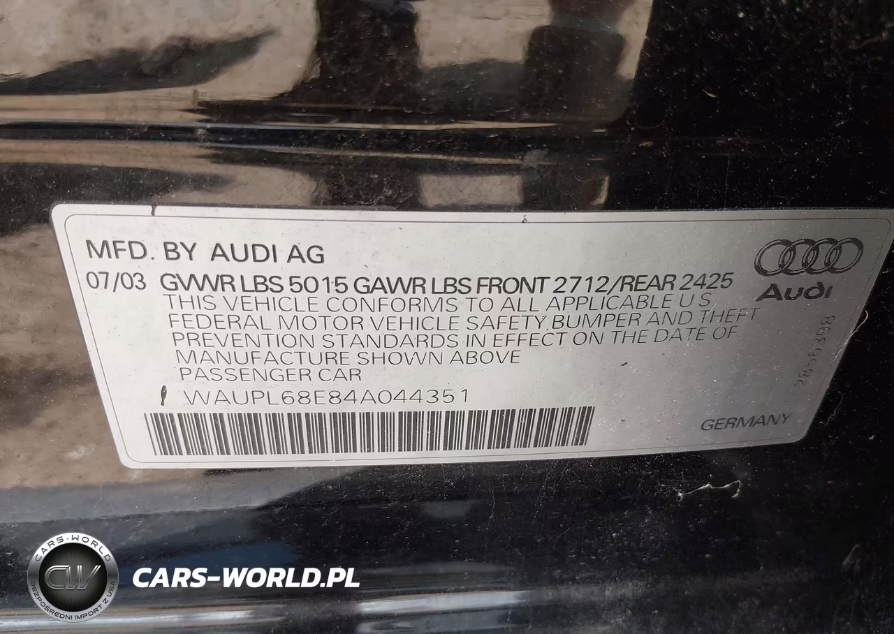 2004 Audi S4 4.2 VIN:WAUPL68E84A044351 - 9