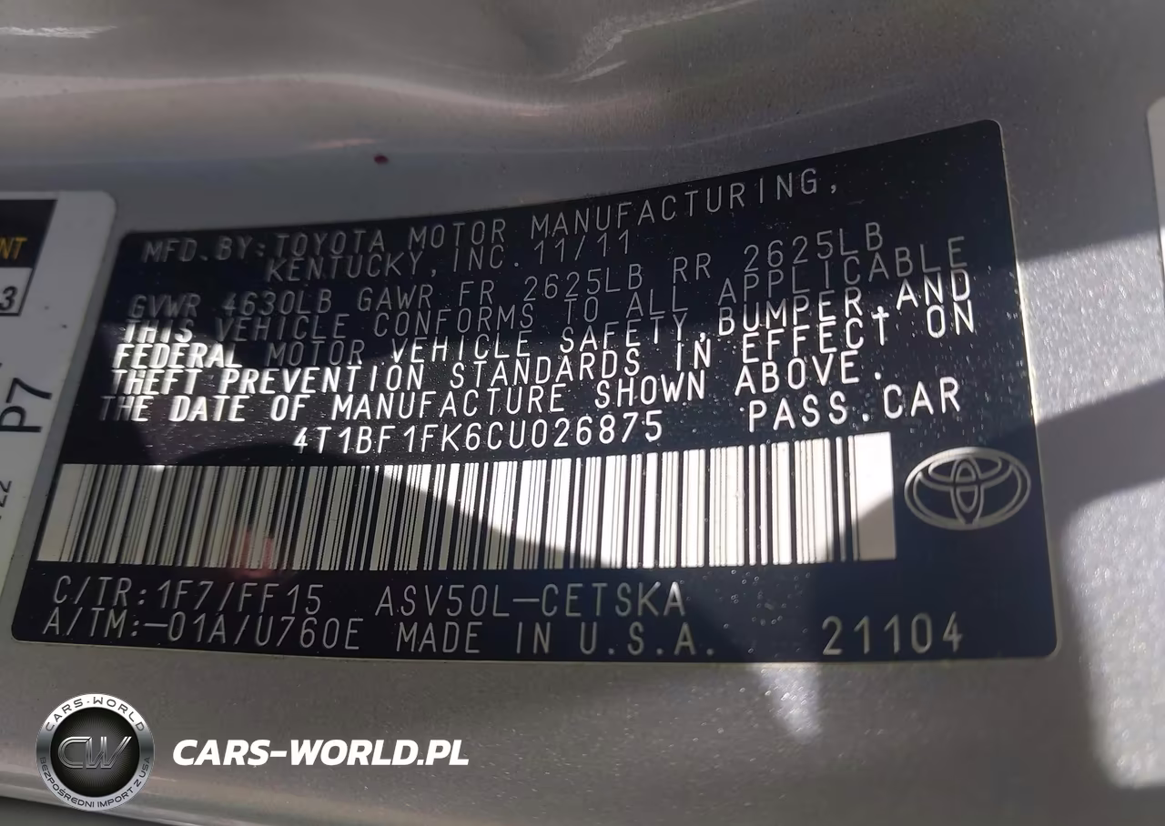 2012 Toyota Camry Se VIN:4T1BF1FK6CU026875 - 9