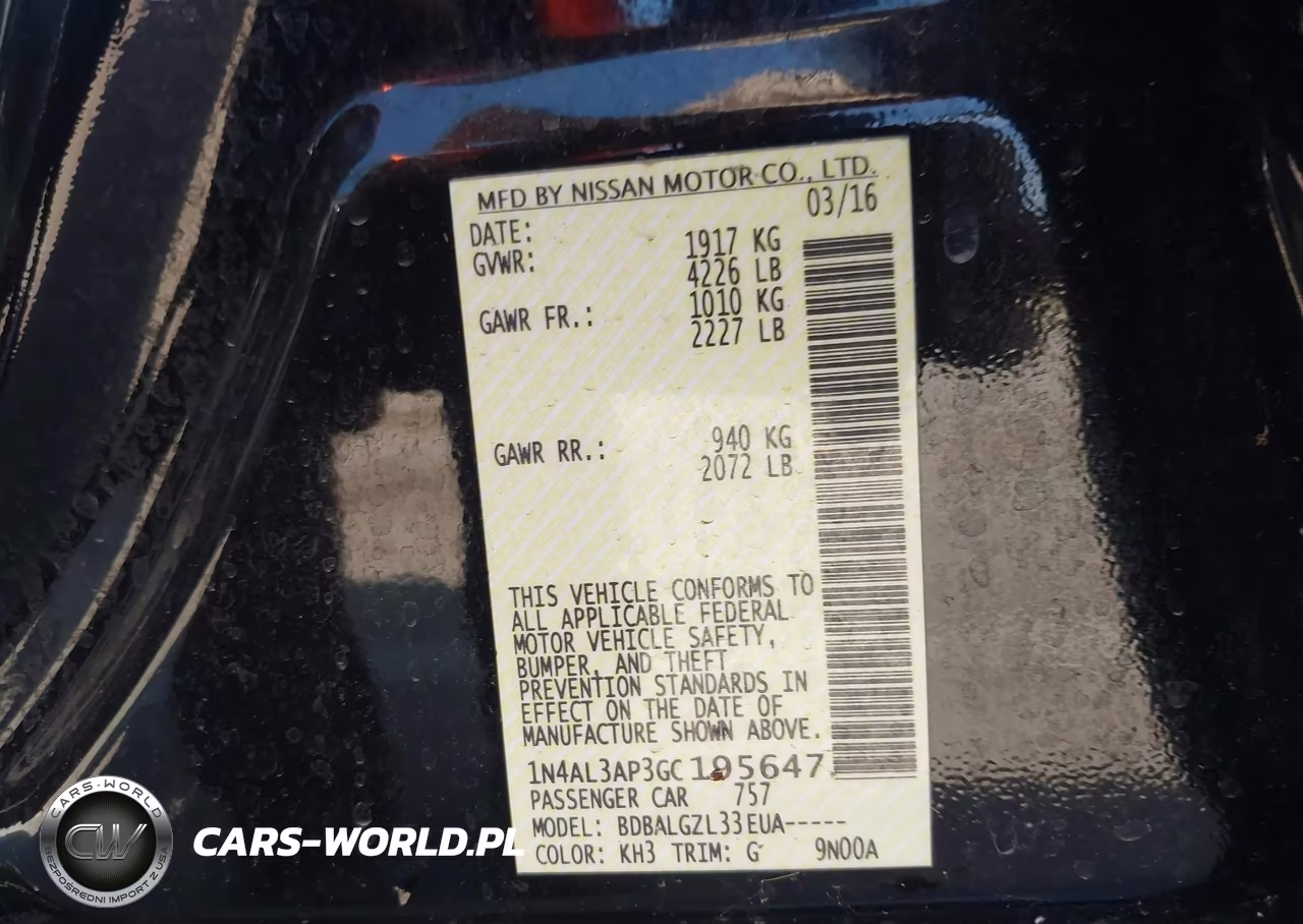 2016 Nissan Altima 2.5-2.5 S-2.5 Sl-2.5 Sr-2.5 Sv VIN:1N4AL3AP3GC195647 - 9