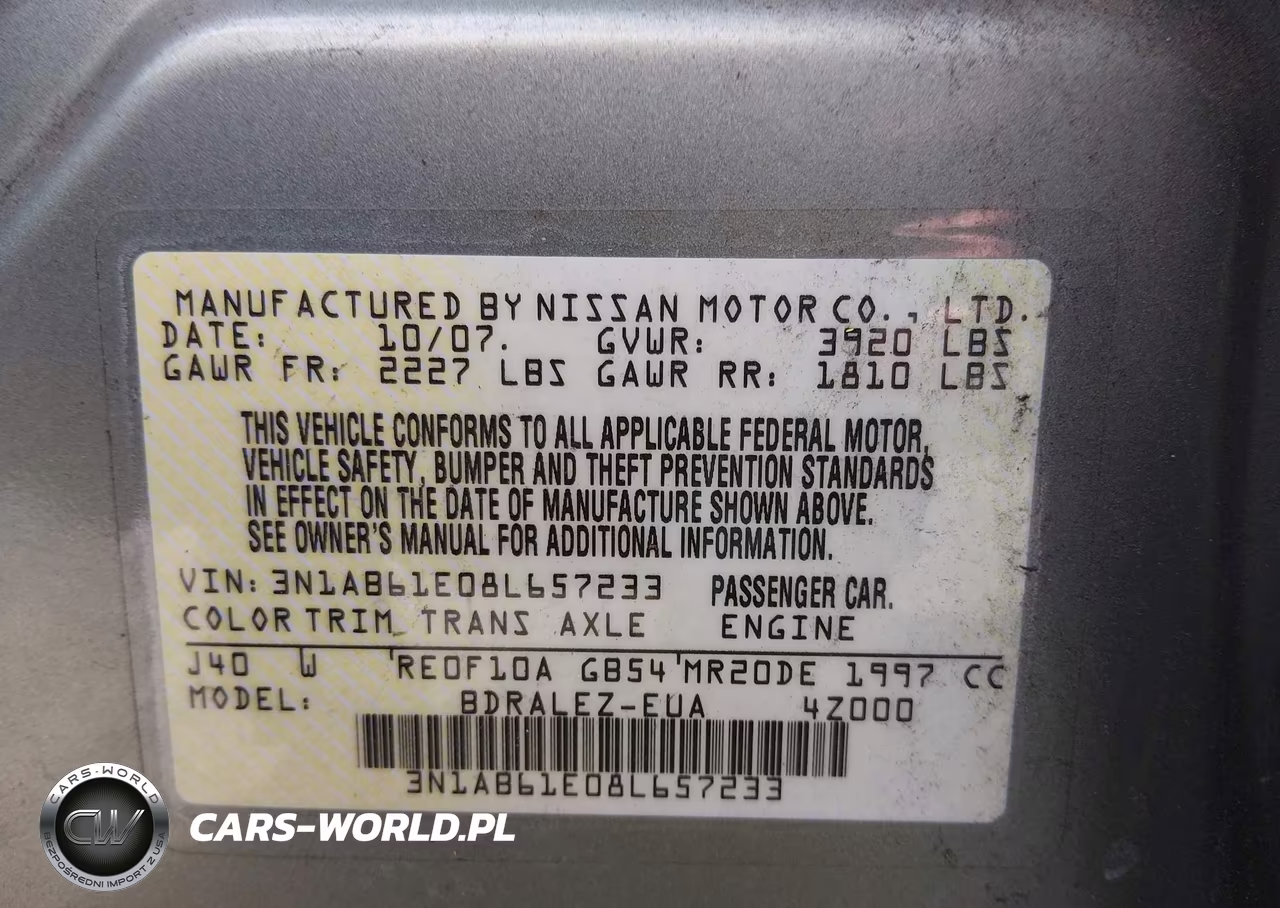 2008 Nissan Sentra 2.0S VIN:3N1AB61E08L657233 - 9