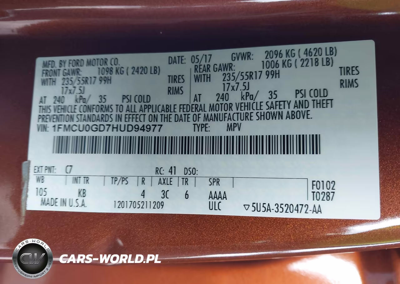 2017 Ford Escape Se VIN:1FMCU0GD7HUD94977 - 9