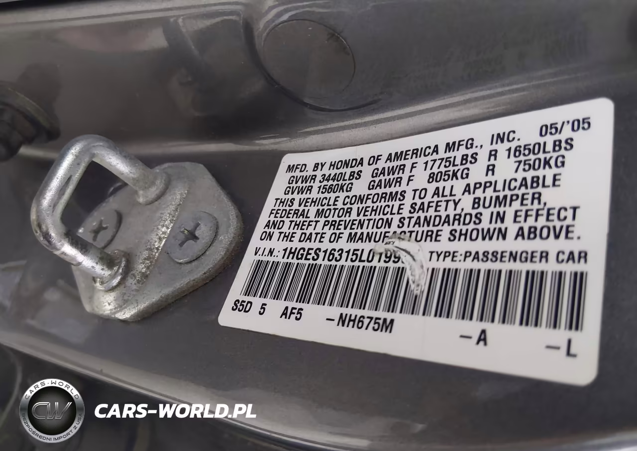 2005 Honda Civic Vp VIN:1HGES16315L019901 - 9