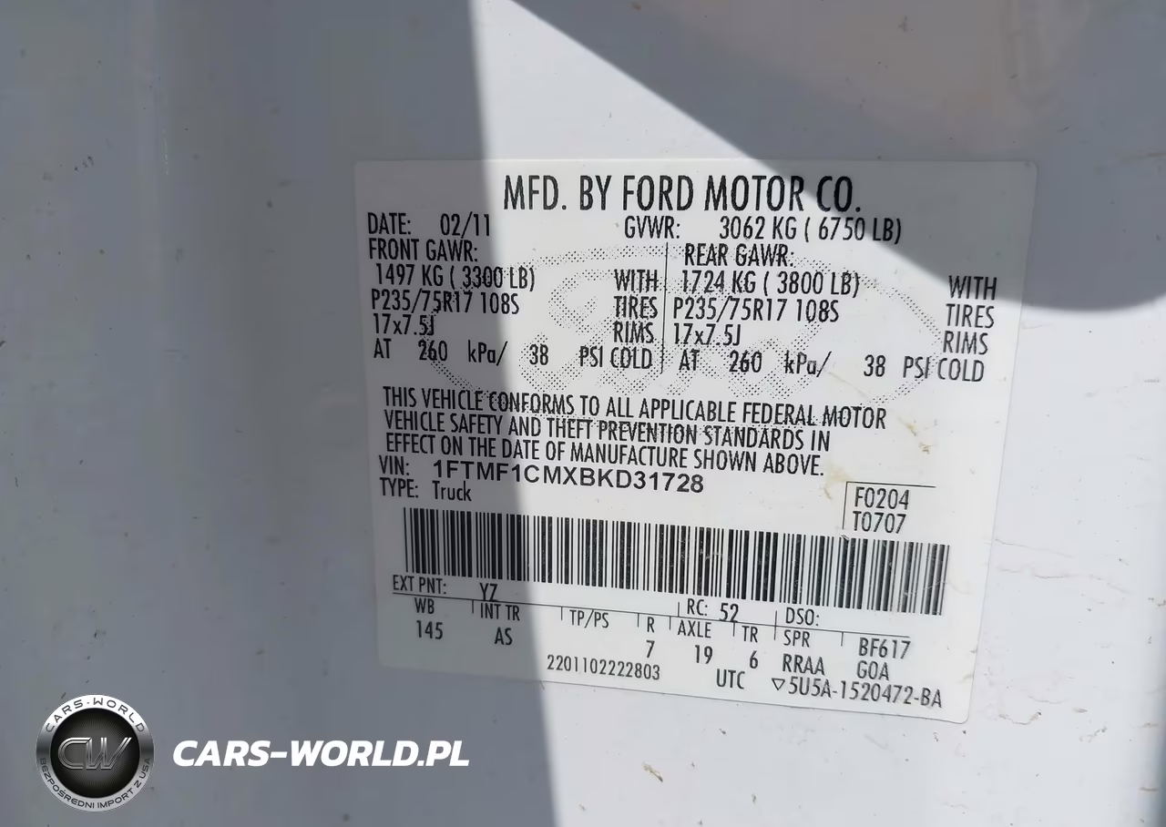 2011 Ford F-150 Xl VIN:1FTMF1CMXBKD31728 - 9