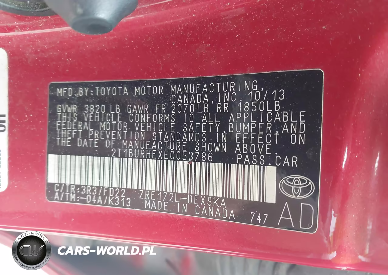 2014 Toyota Corolla S Plus VIN:2T1BURHEXEC053786 - 9