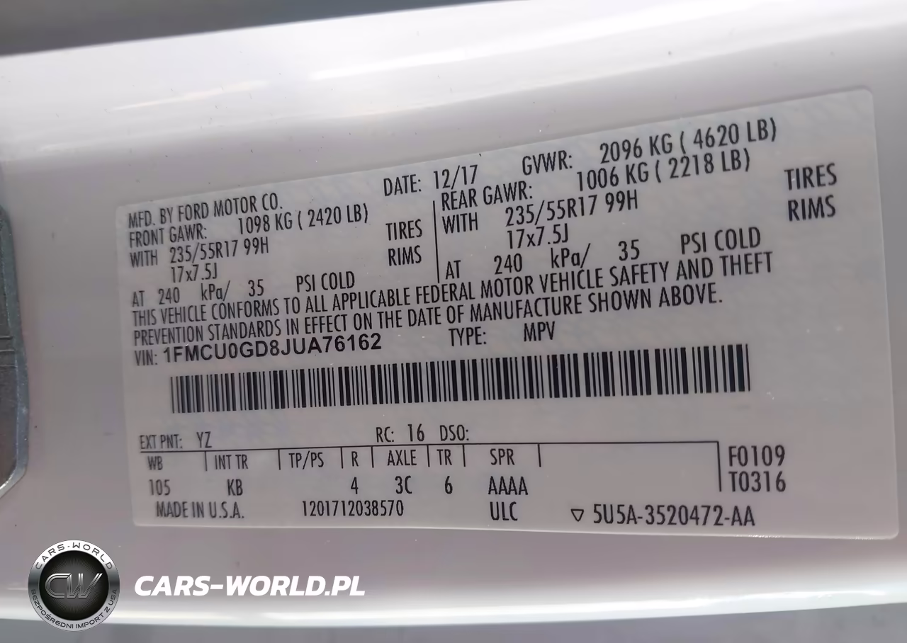 2018 Ford Escape Se VIN:1FMCU0GD8JUA76162 - 9