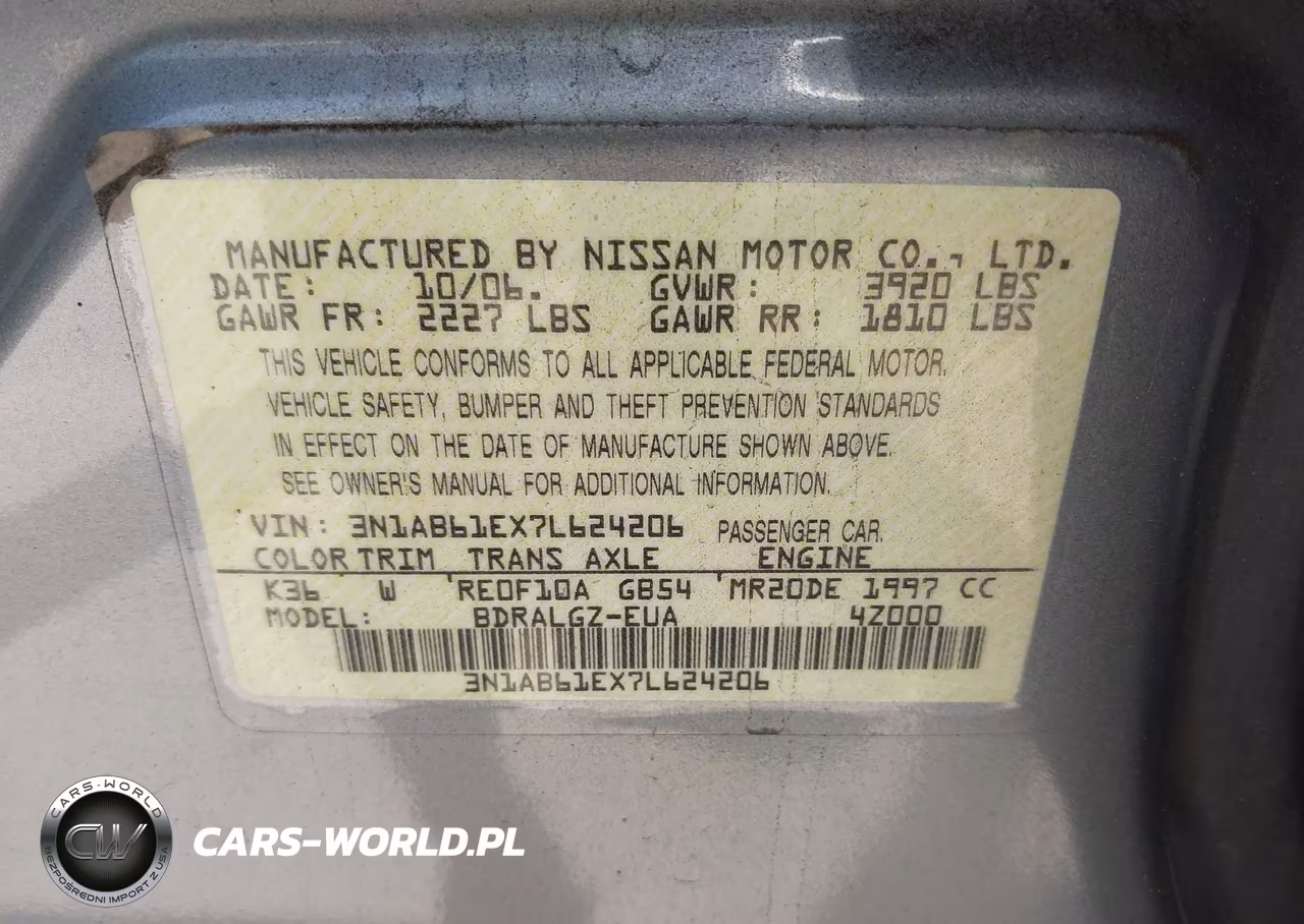 2007 Nissan Sentra 2.0Sl VIN:3N1AB61EX7L624206 - 9