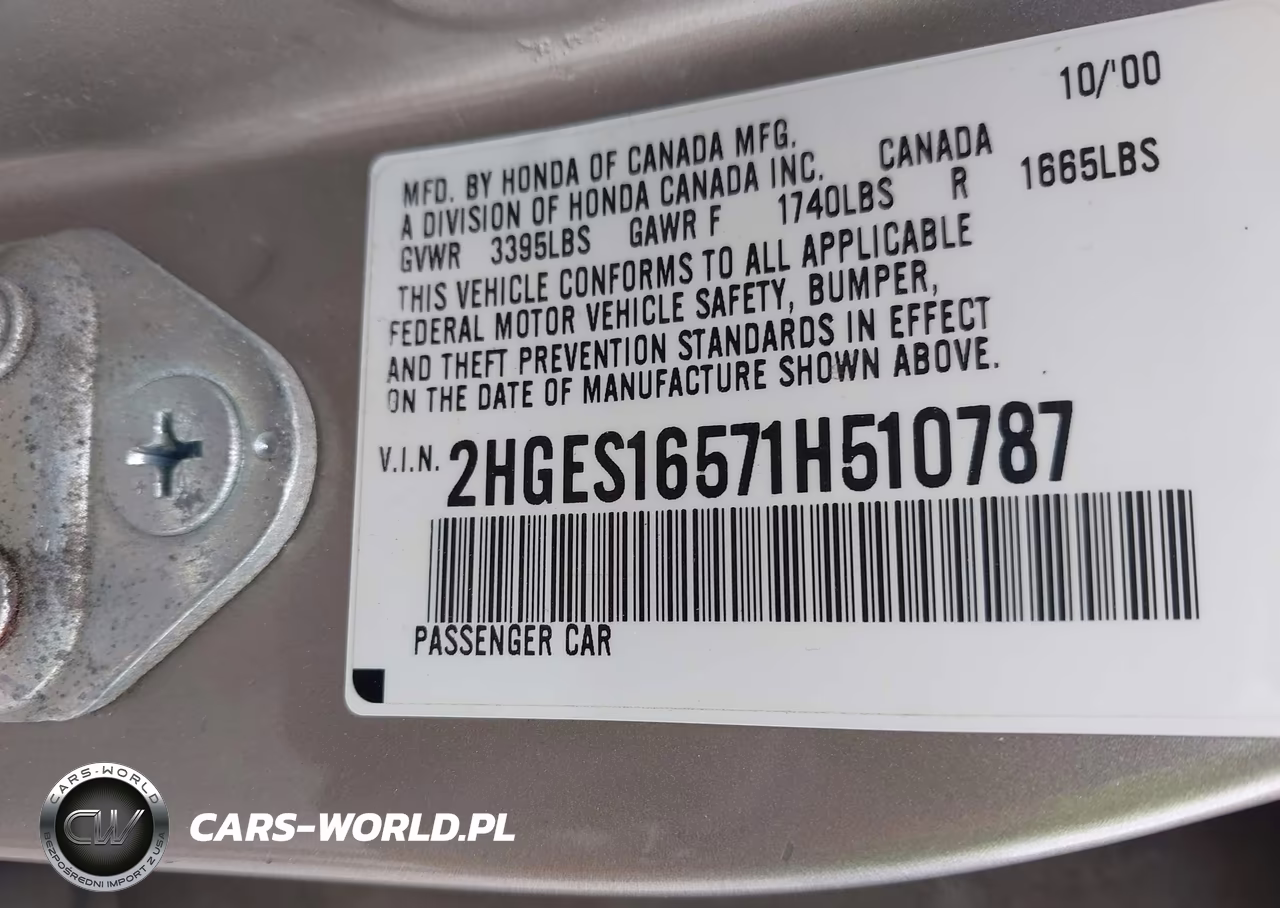 2001 Honda Civic Lx VIN:2HGES16571H510787 - 9