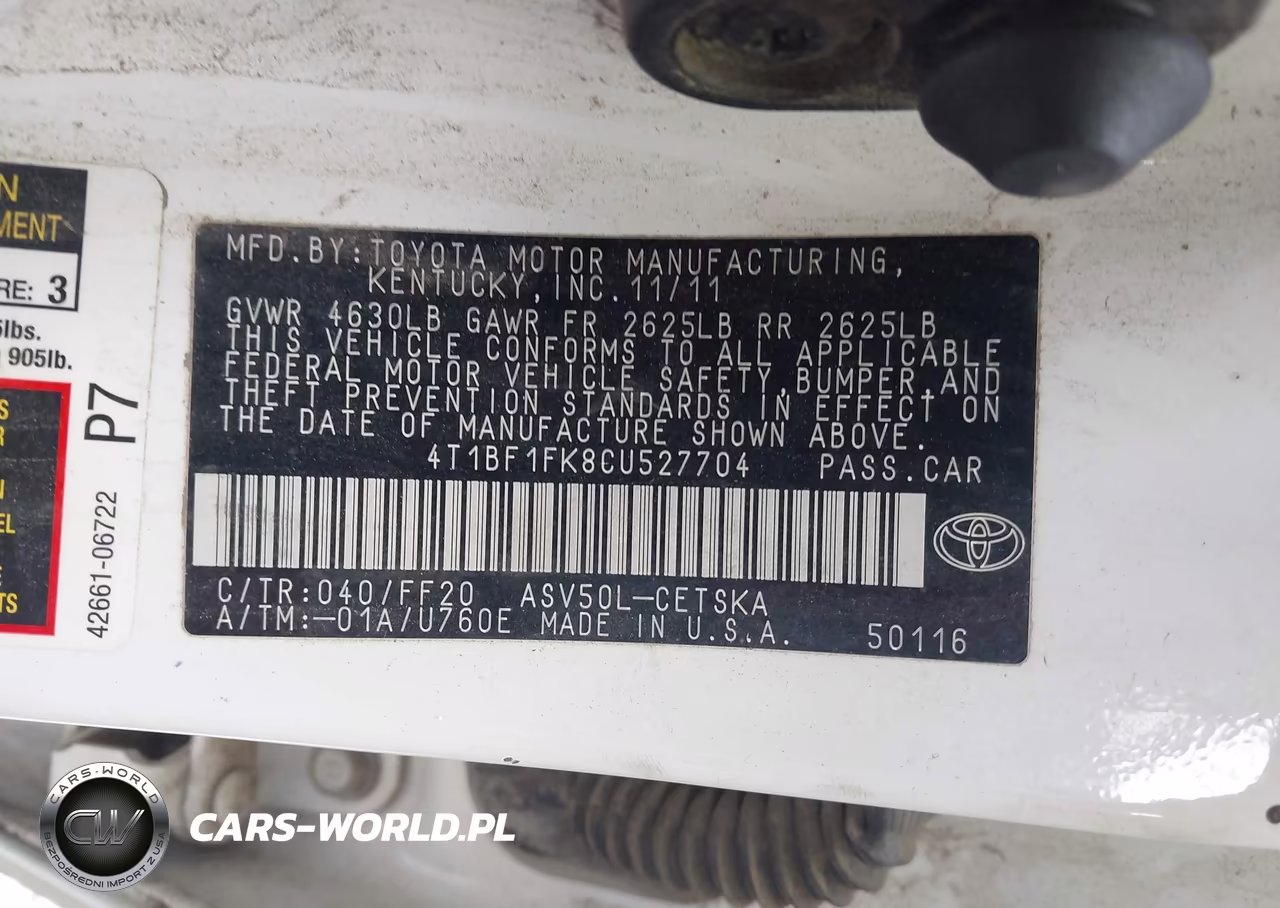 2012 Toyota Camry Se VIN:4T1BF1FK8CU527704 - 9