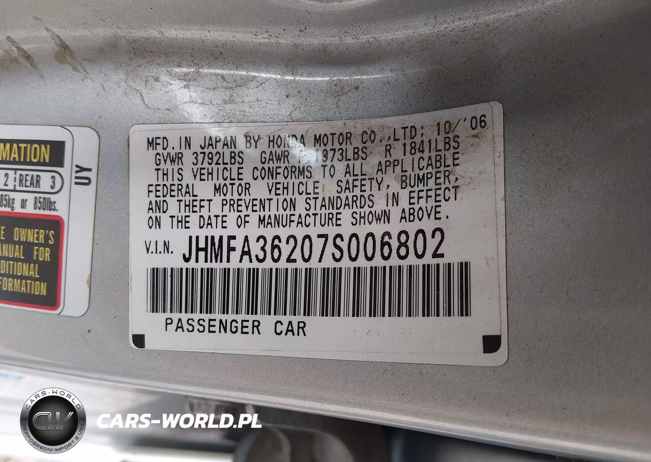 2007 Honda Civic Hybrid VIN:JHMFA36207S006802 - 9