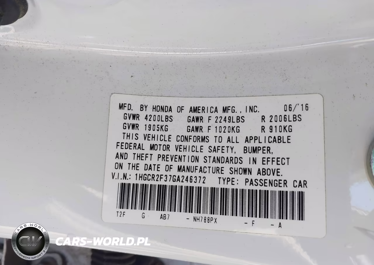 2016 Honda Accord Lx VIN:1HGCR2F37GA246372 - 9