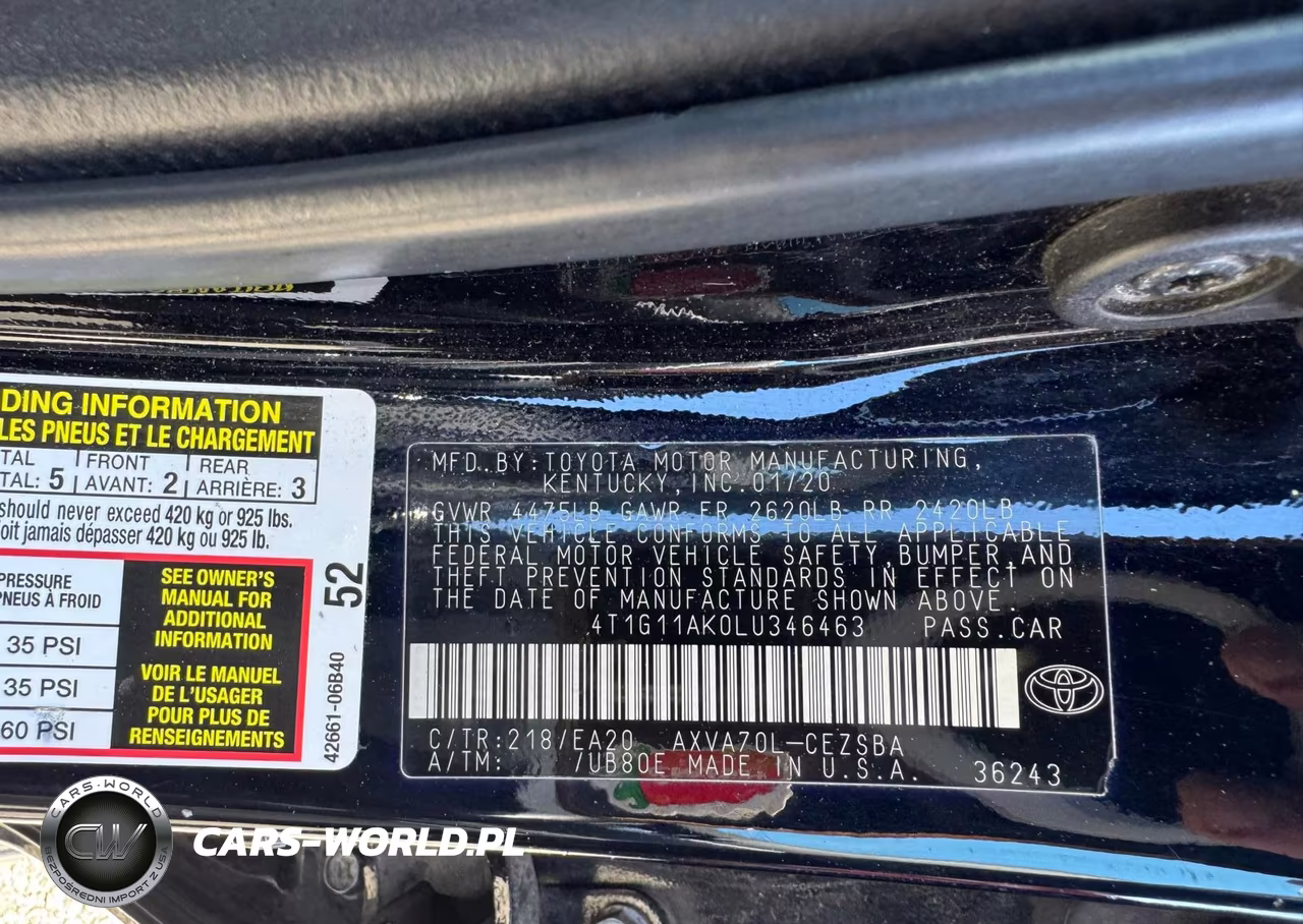 2020 Toyota Camry Se VIN:4T1G11AK0LU346463 - 9