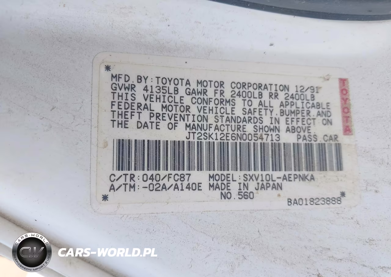 1992 Toyota Camry Le VIN:JT2SK12E6N0054713 - 9