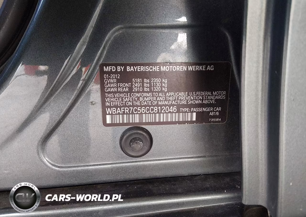 2012 BMW 535I VIN:WBAFR7C56CC812046 - 9