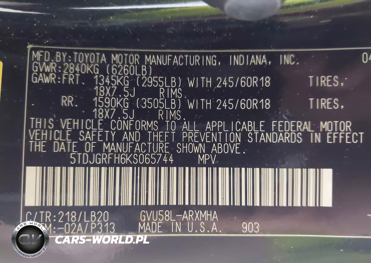 2019 Toyota Highlander Hybrid Xle VIN:5TDJGRFH6KS065744 - 9