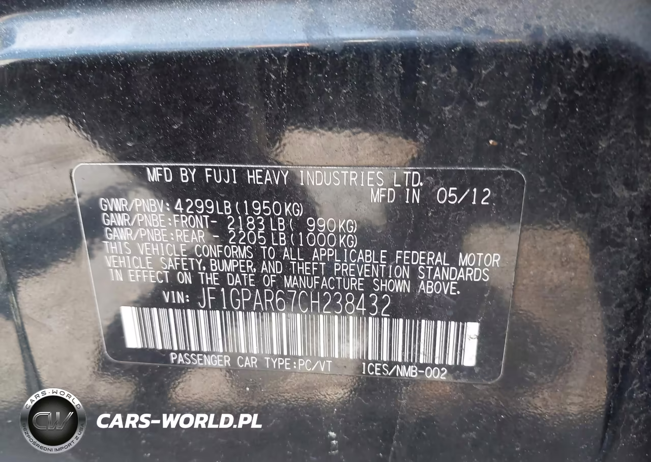 2012 Subaru Impreza 2.0I Sport Limited VIN:JF1GPAR67CH238432 - 9