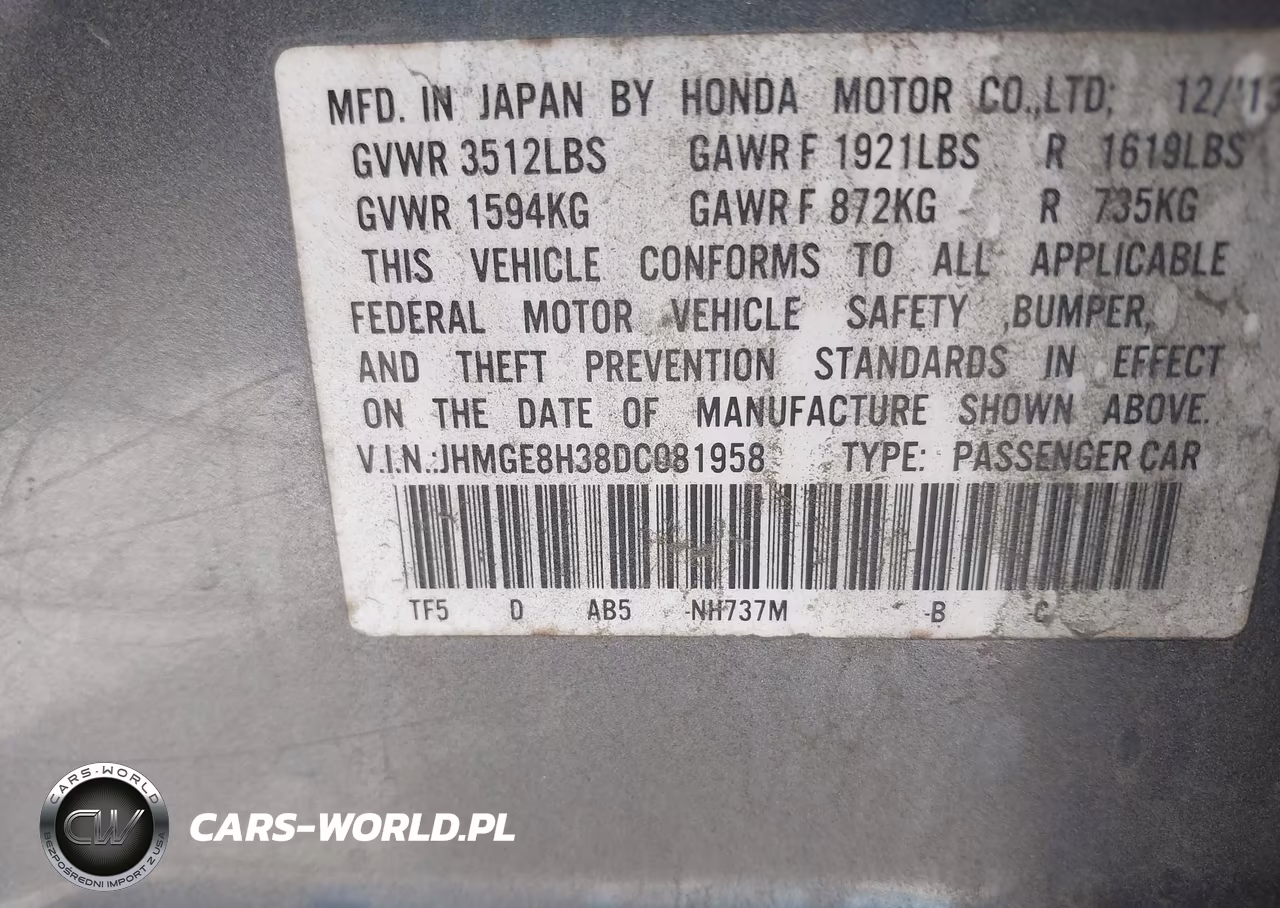 2013 Honda Fit VIN:JHMGE8H38DC081958 - 9
