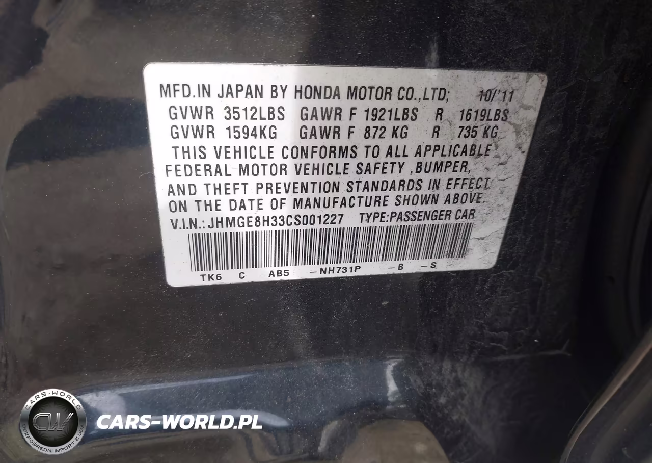 2012 Honda Fit VIN:JHMGE8H33CS001227 - 9