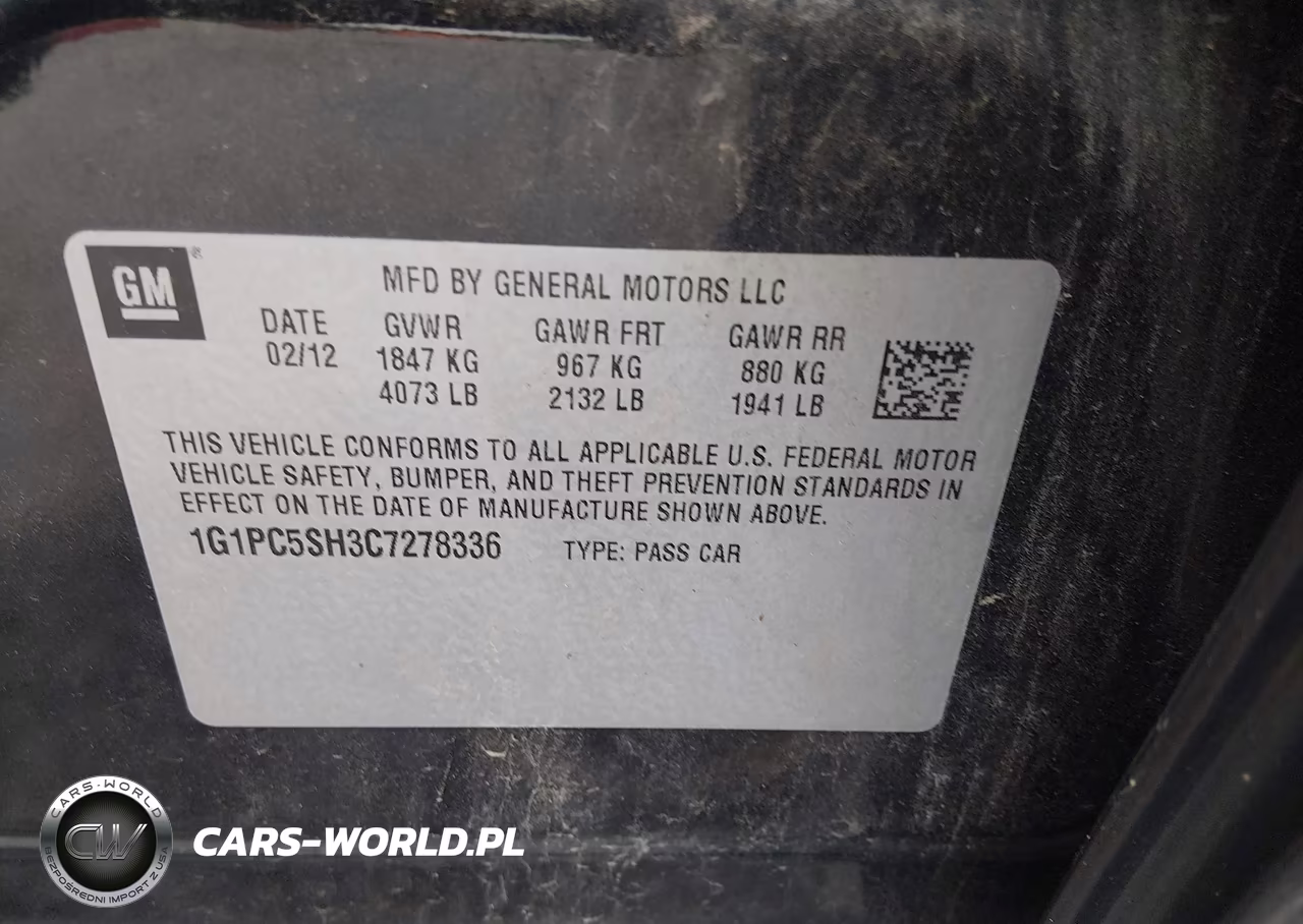 2012 Chevrolet Cruze Ls VIN:1G1PC5SH3C7278336 - 9
