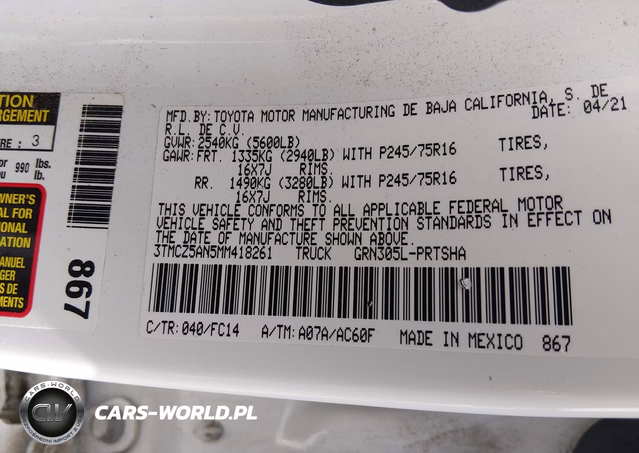 2021 Toyota Tacoma Sr5 V6 VIN:3TMCZ5AN5MM418261 - 9